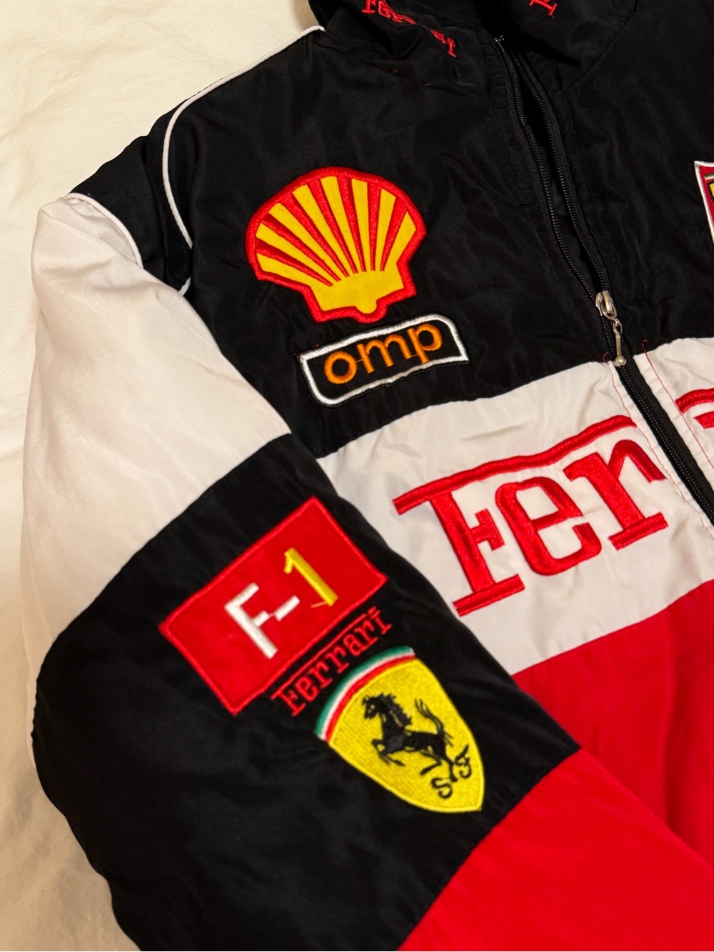 Ferrari Color Block Racing Jacket in Red & Black - Picture 6 of 13